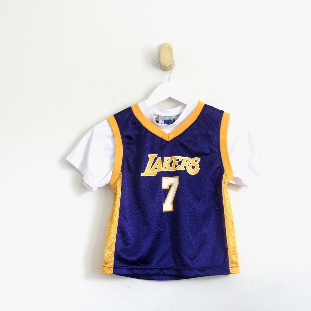 NBA Los Angeles Lakers LAMAR ODOM Jersey Purple Boys SZ 4-5 Years - Picture 3 of 5